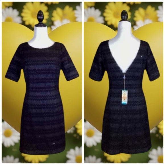 Plenty by Tracy Reese Dresses & Skirts - Plenty by Tracy Reese NWT Black Sequin Lace Textured Shift Mini Dress Size 8